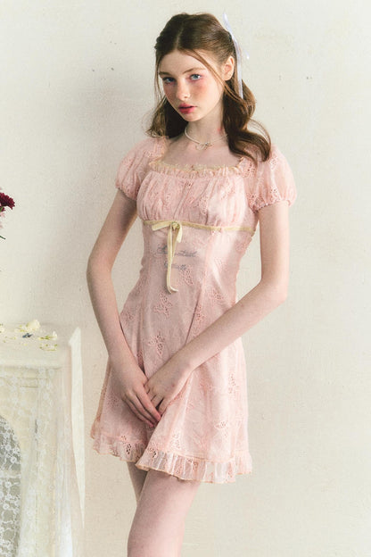 Butterfly Lace Summer-Autumn Short Dress