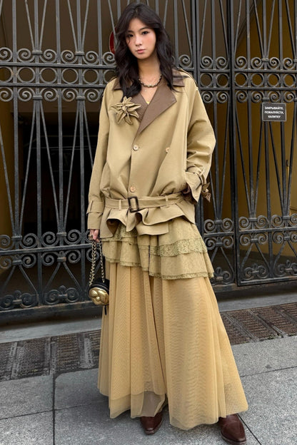 Vintage Lily Silhouette Reversible Trench Coat Set-Up