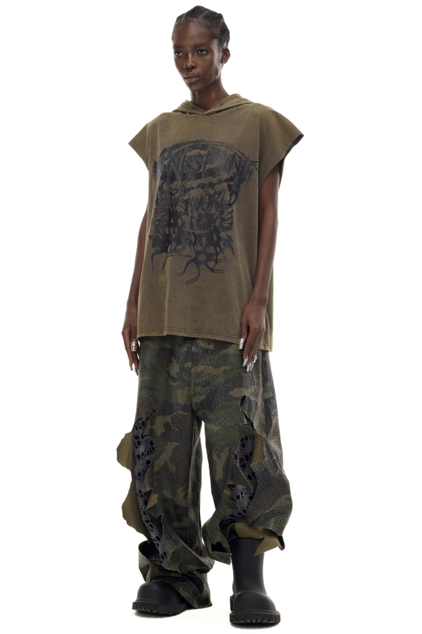 Cosmic Vortex Sleeveless Hooded Top