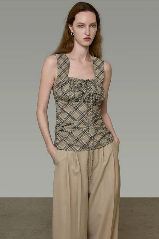 Retro Plaid Camisole Vest