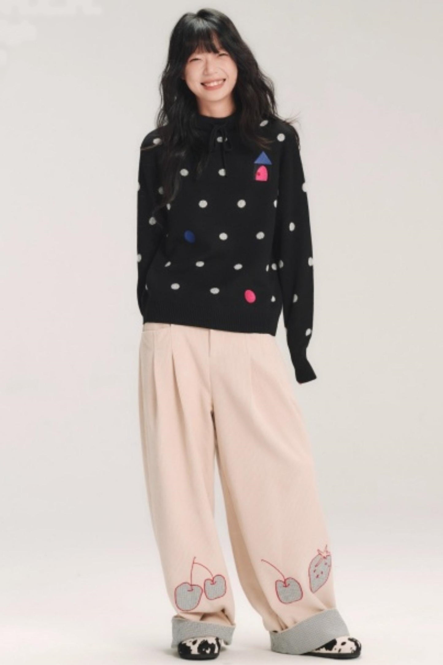 Hand-Painted Plaid Corduroy Pants