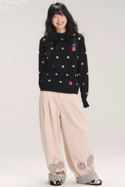 Hand-Painted Plaid Corduroy Pants