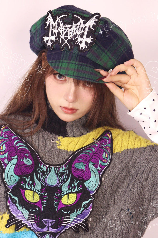 Green Plaid Beret Cap