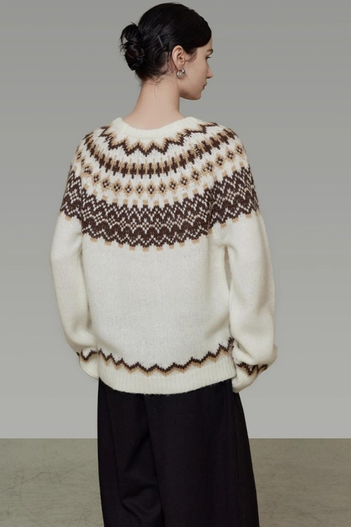 Retro Color-Block Jacquard Sweater