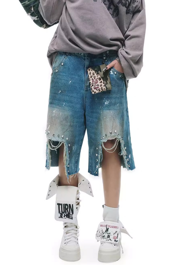 Grunge Yellow Denim Shorts