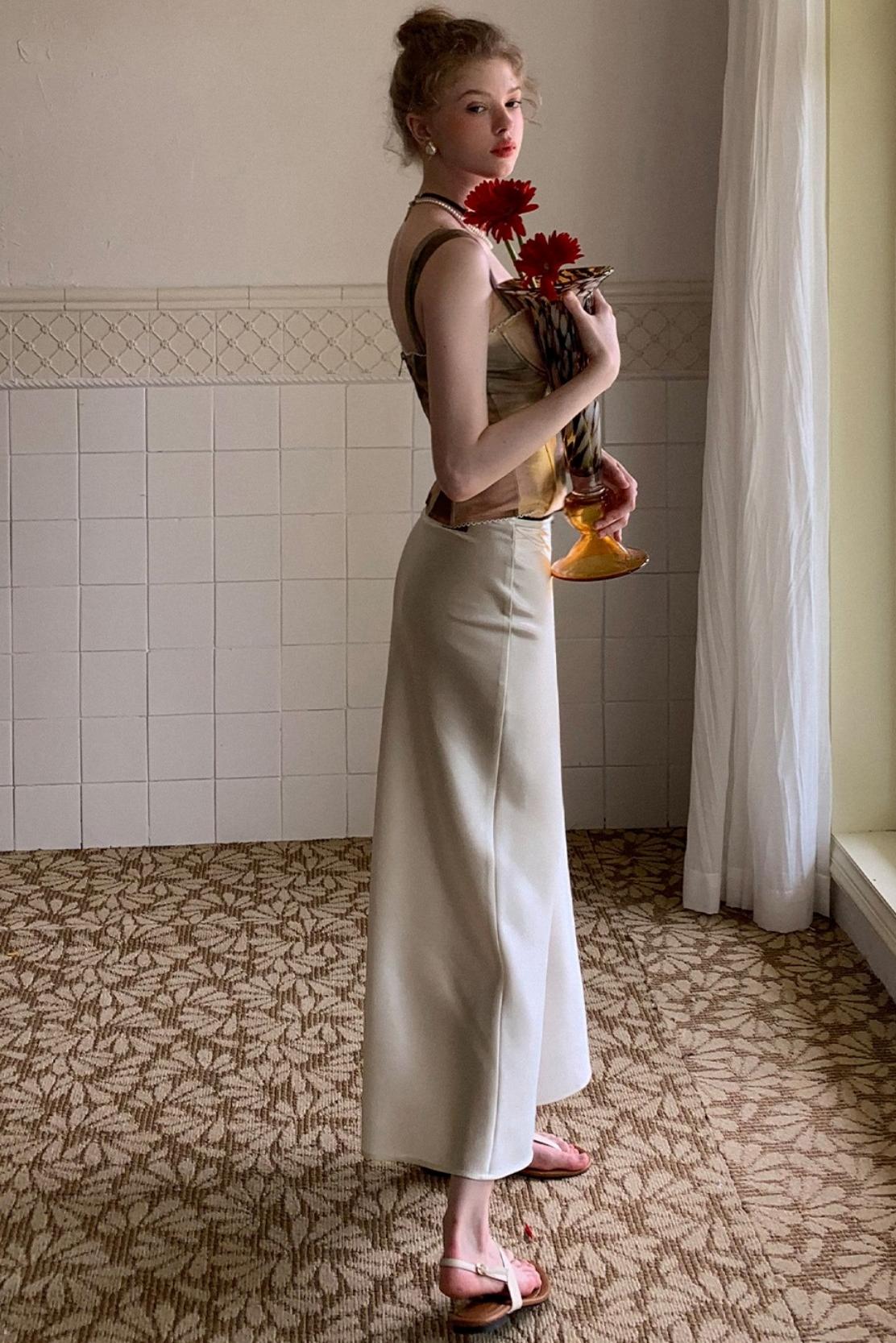 Uena Satin Lace Bow Skirt