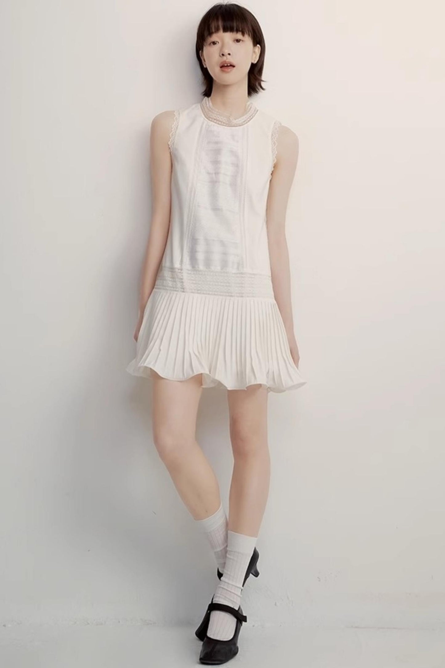 Textured Lace Pleat Dress