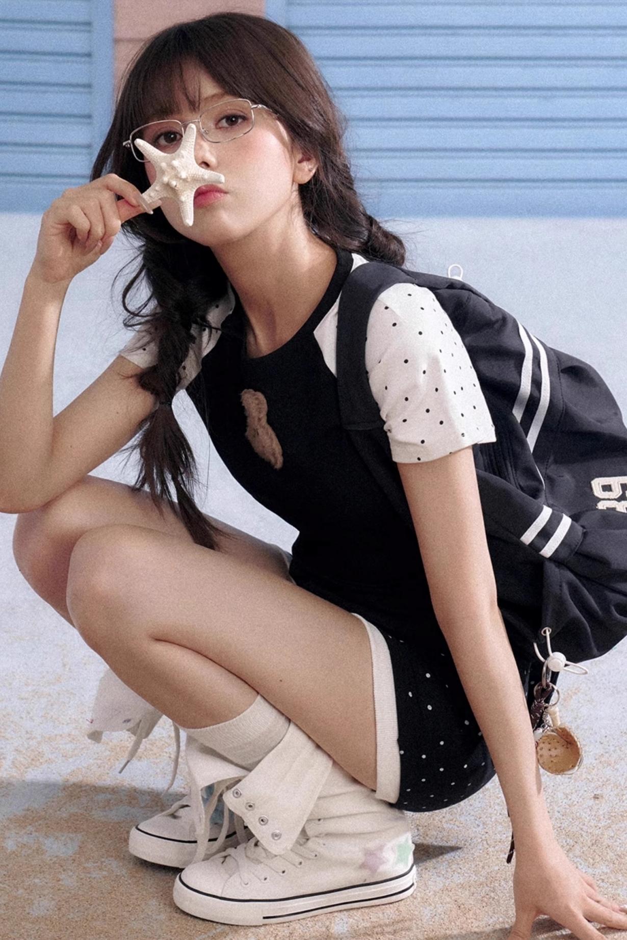 Playful Polka Dot Peplum Shorts