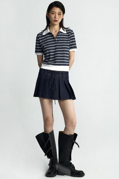 Vintage Crossover Pleated Skirt