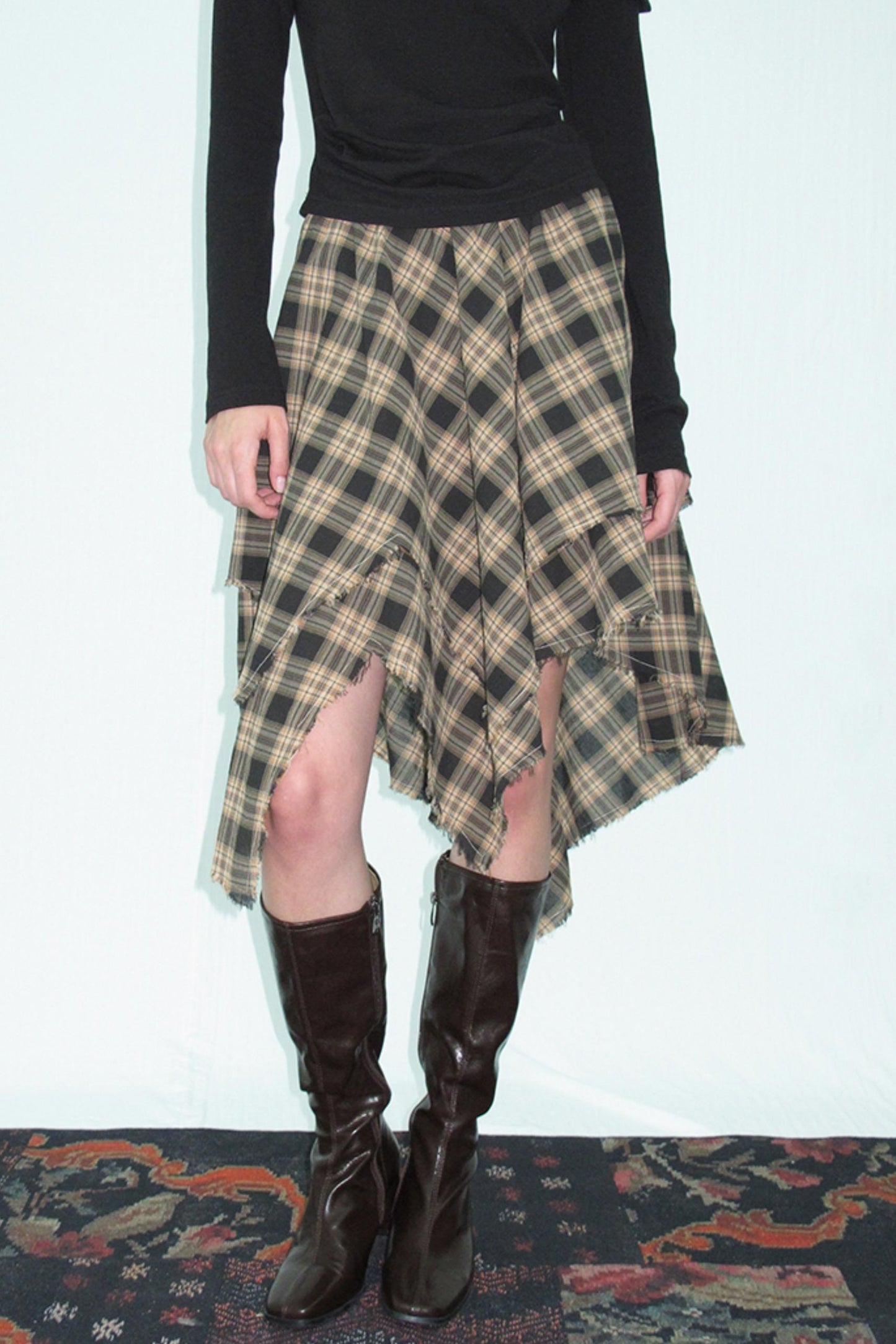 Wood Grain Pleat Skirt