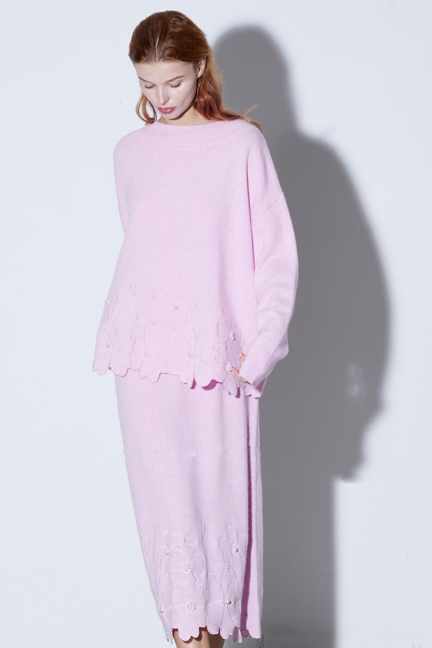 Wool Flower Embroidery Skirt Set-Up