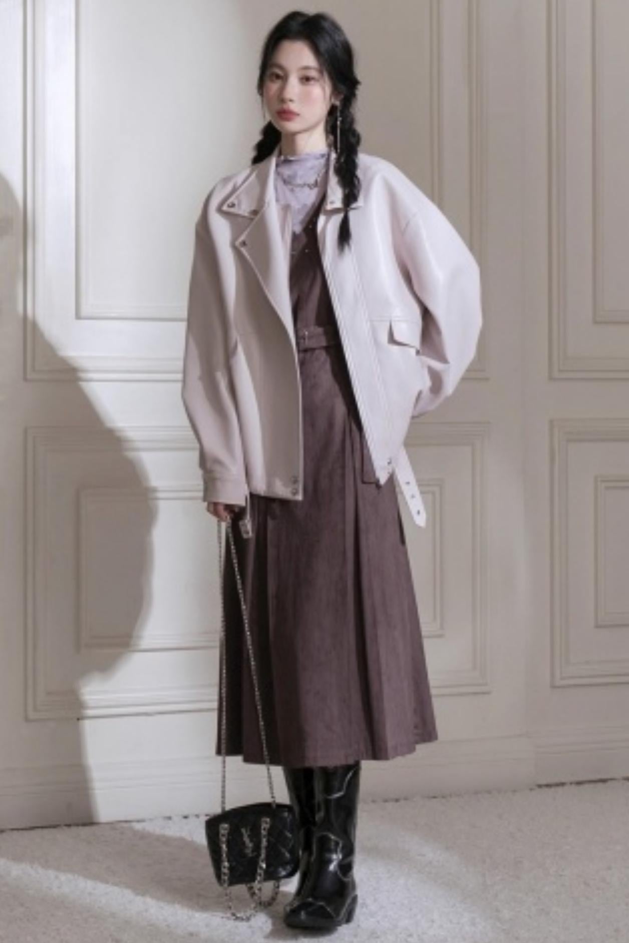 Twilight Gray Purple Studded Vest Dress