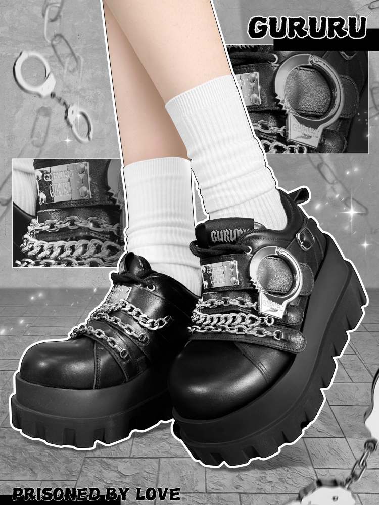 Y2K Handcuffs Velcro Platform Shoes