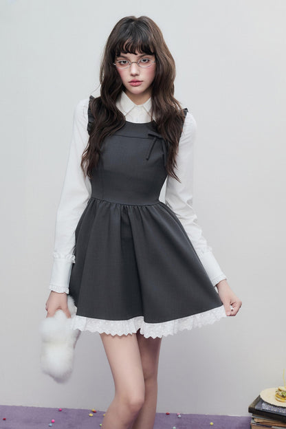 Spring Lace Bow Waist Tank Dress