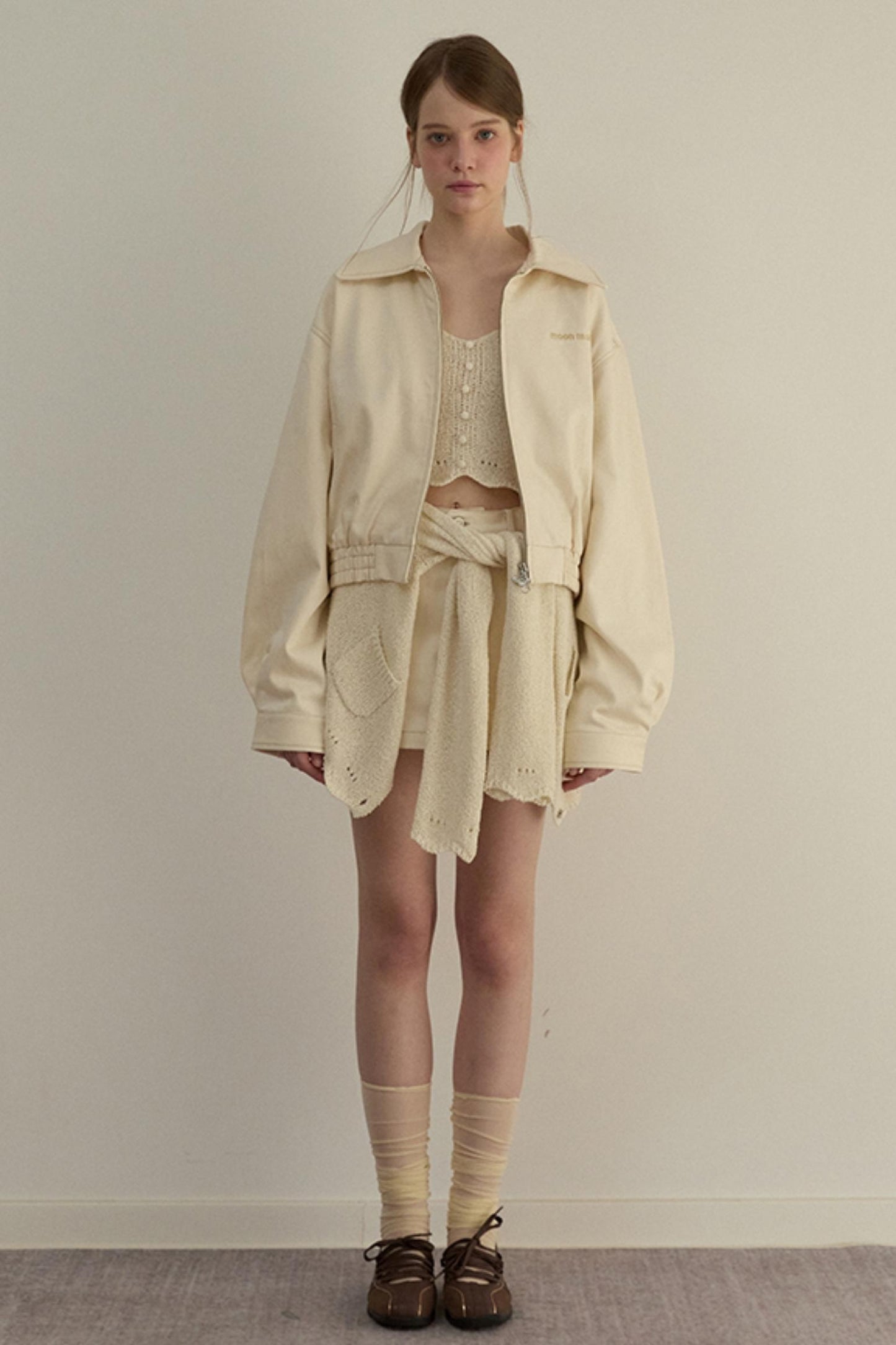 Embroidered A-Line Jacket Skirt Set-Up