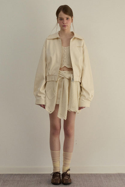 Embroidered A-Line Jacket Skirt Set-Up