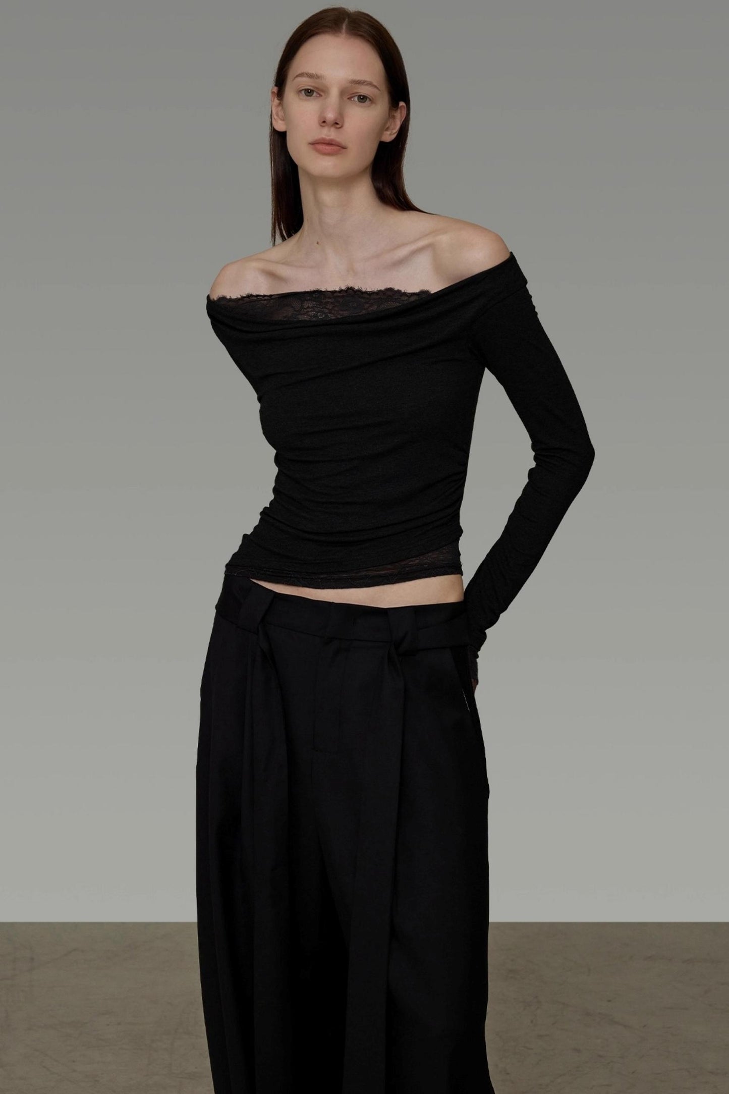 Lace One-Shoulder Knit Top