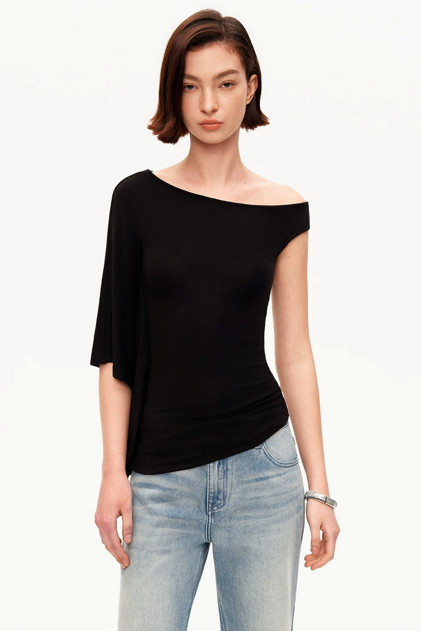Tencel Asymmetric One-Shoulder Top