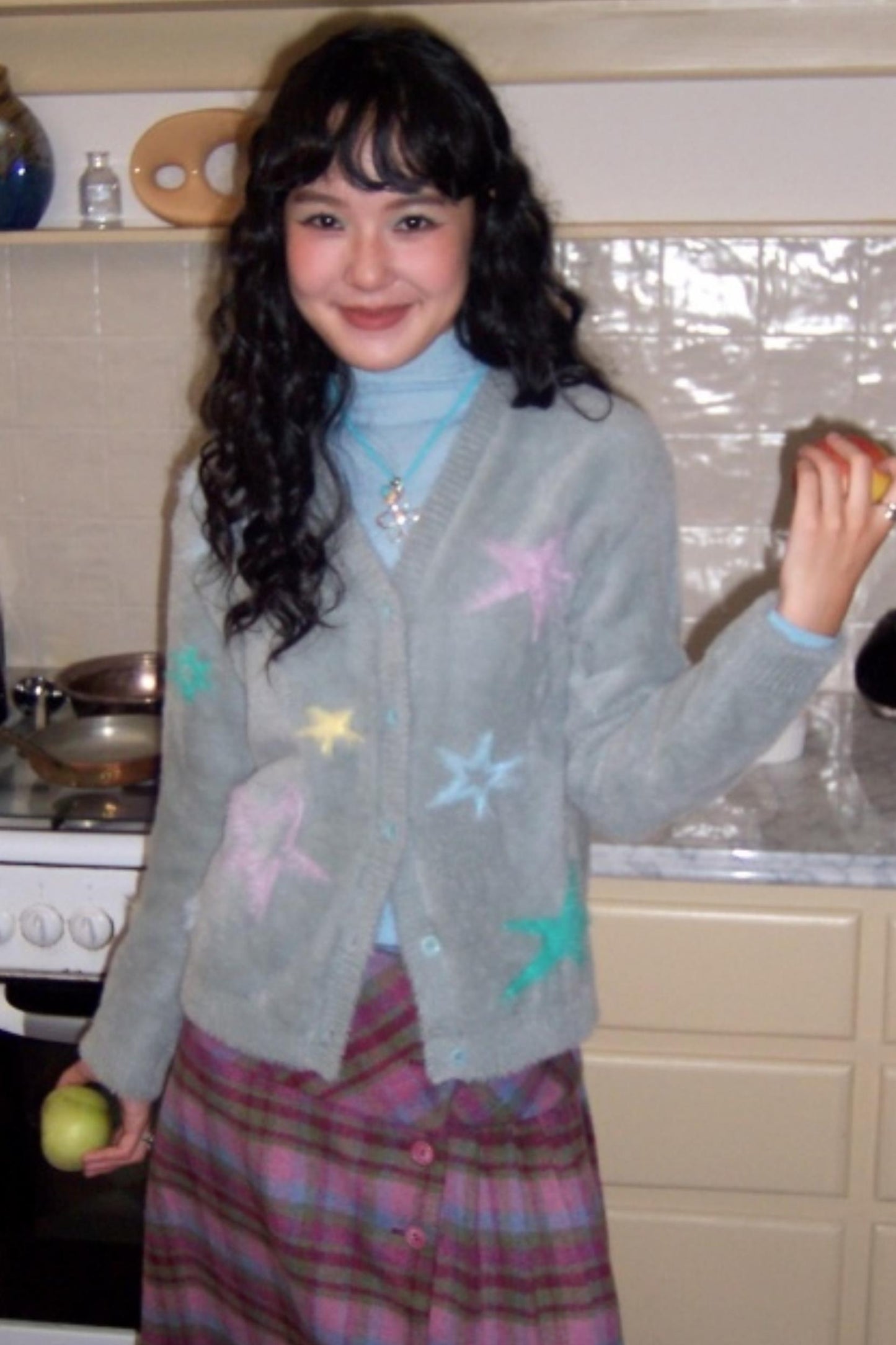 Fragmented Stars Faux Mink Cardigan