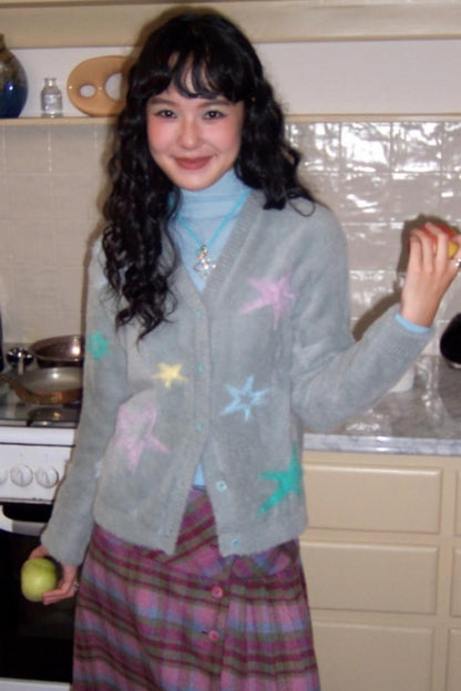 Fragmented Stars Faux Mink Cardigan