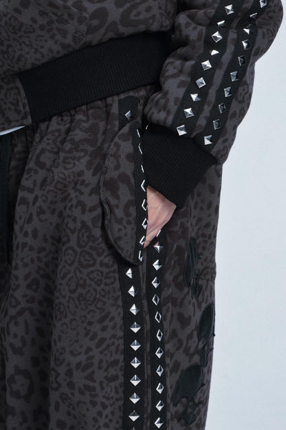 Leopard Print Plush Hooded Jacket Set-Up