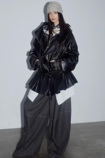 Nomadic PU Leather Puffy Skirt