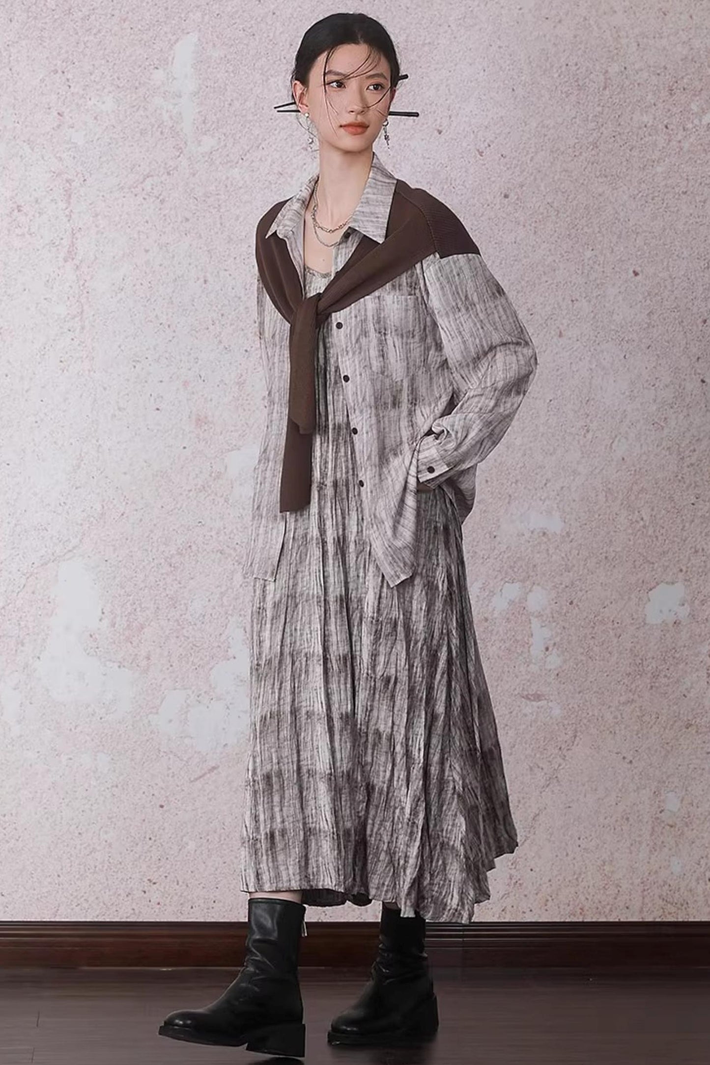 Velvet Tie-Dye Print A-Line Sundress