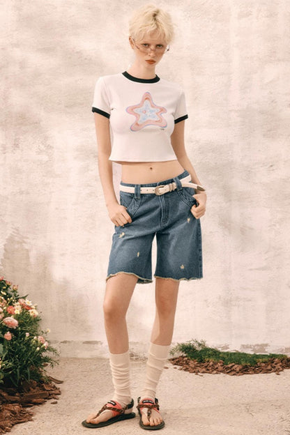 Summer Distressed Denim Shorts