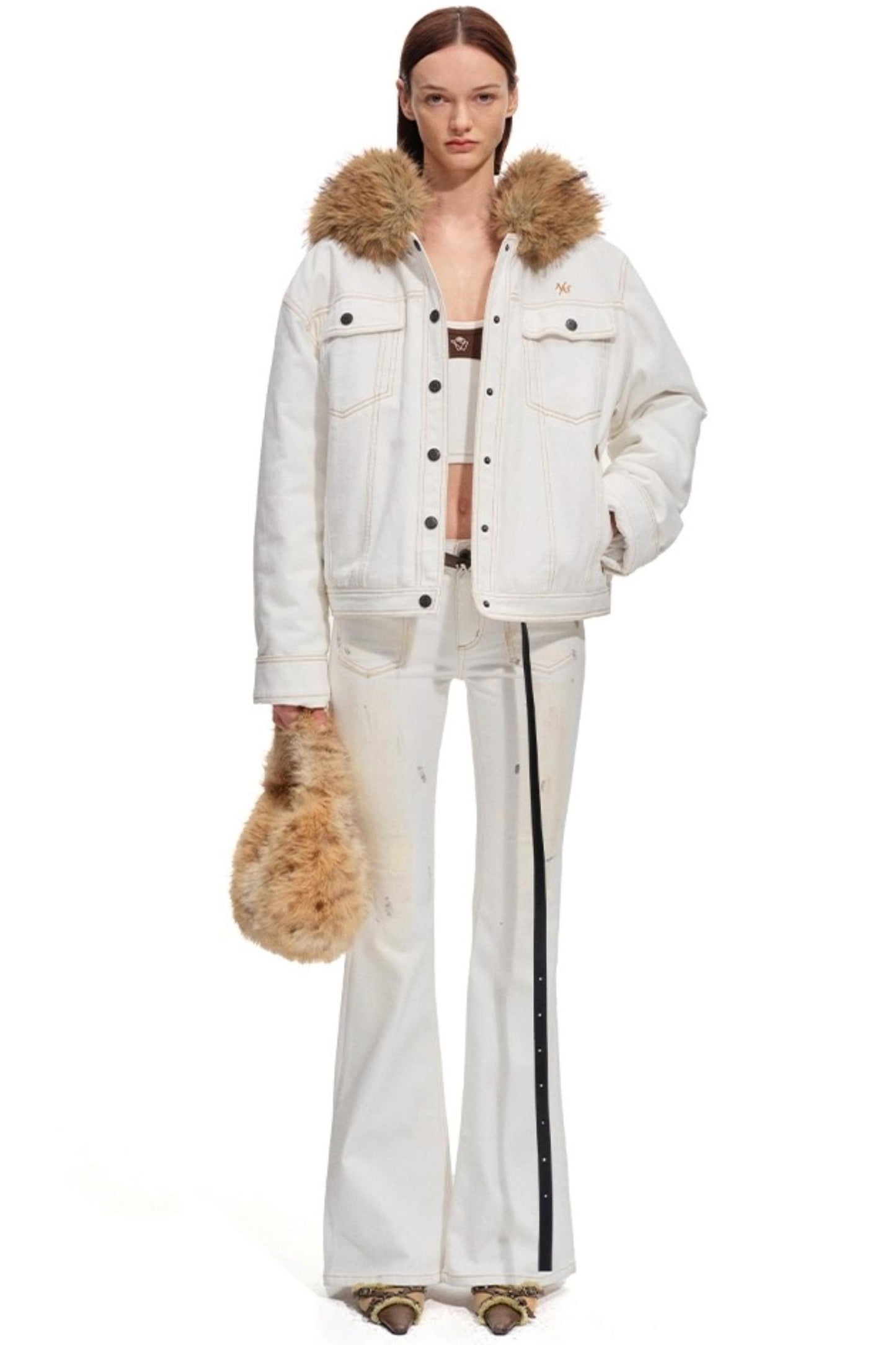 Heavy Washed Denim Stretch Bootcut Pants