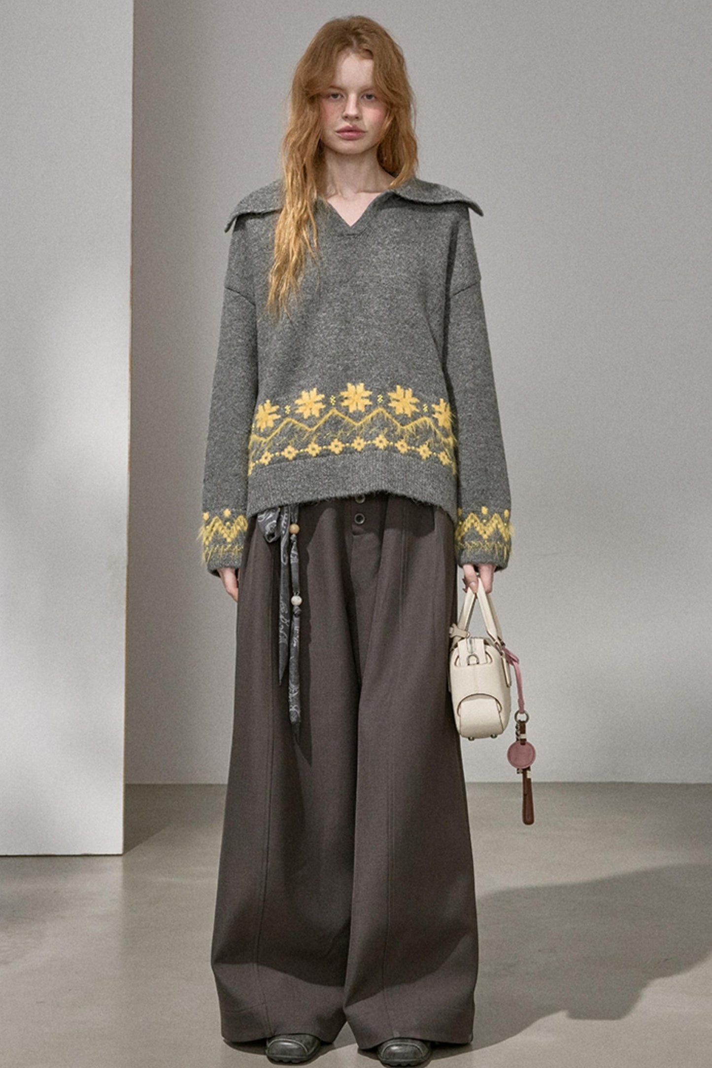 Fair Isle Beaded Sweater Top