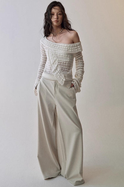 Clouds Knitted One-Shoulder Blouse