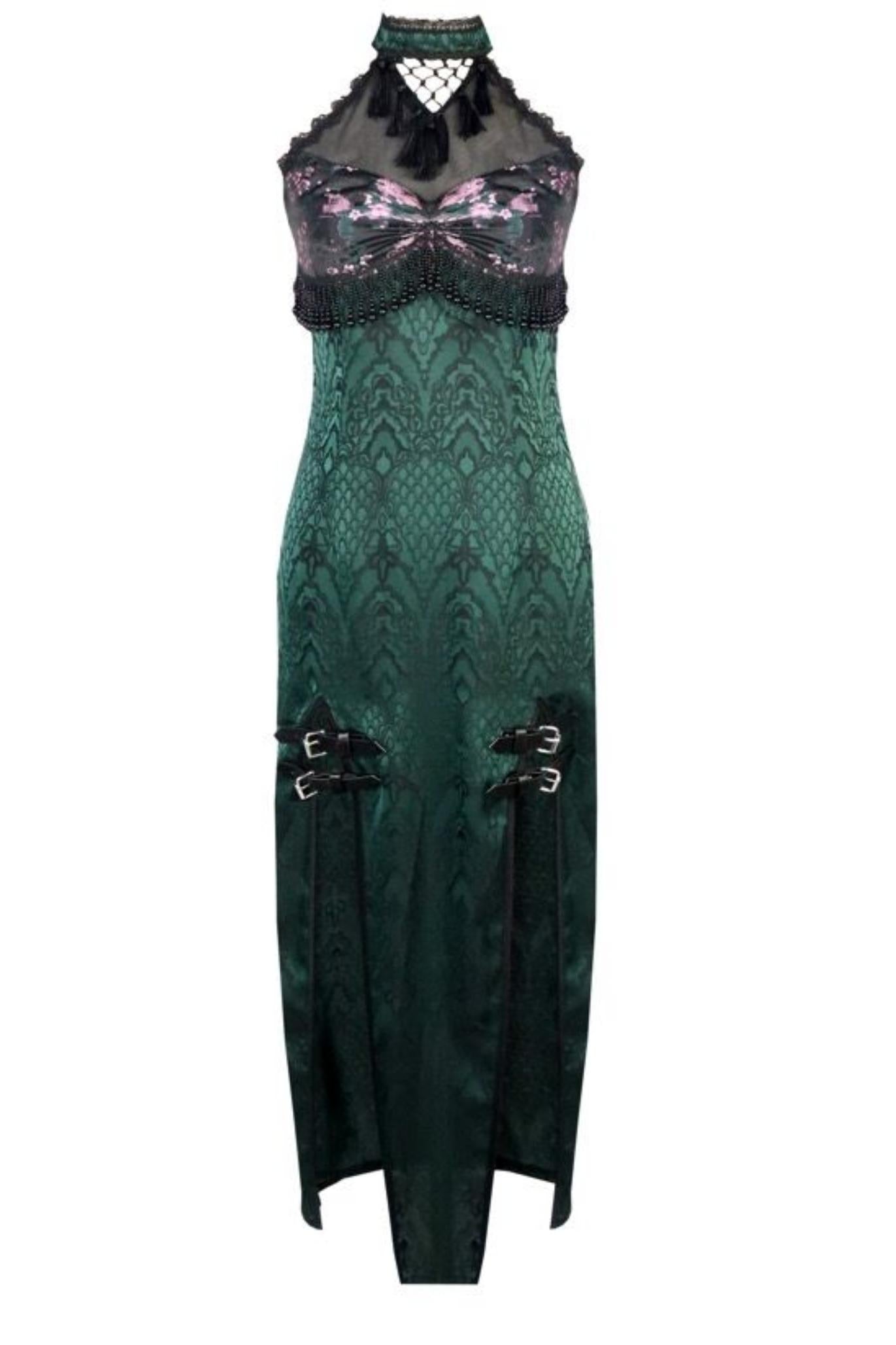 Gothic Mesh Slit Cheongsam Dress Set-Up