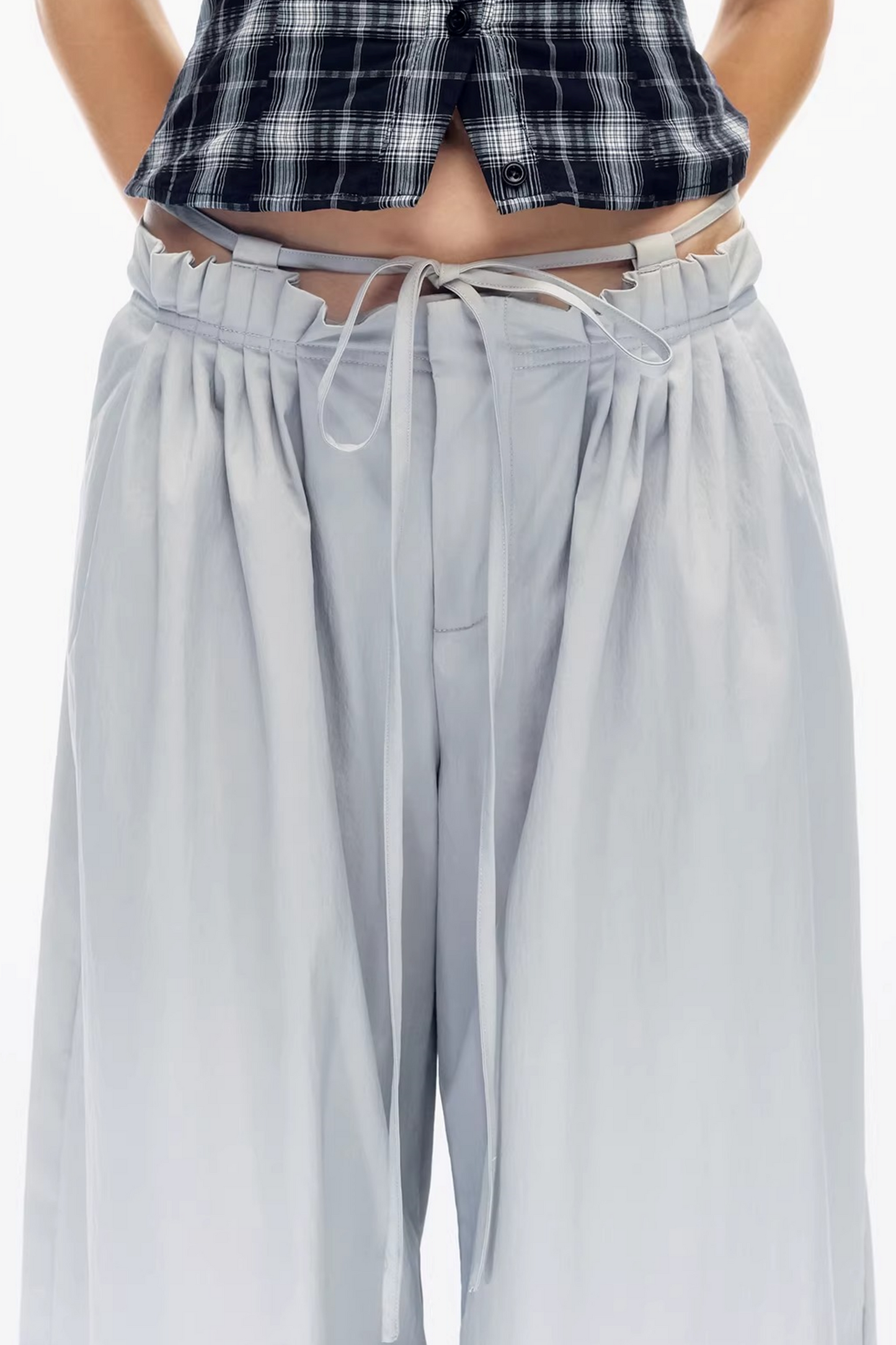 Waist Ruched Wide-Leg Pants