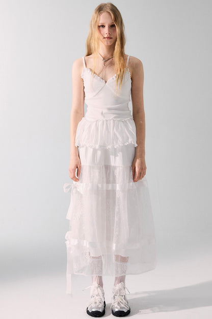 Romantic Bow Detail Long Skirt