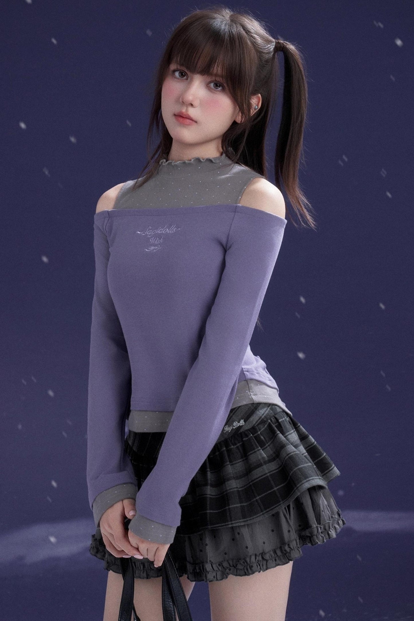 Energetic Two-Tone Off-Shoulder Top