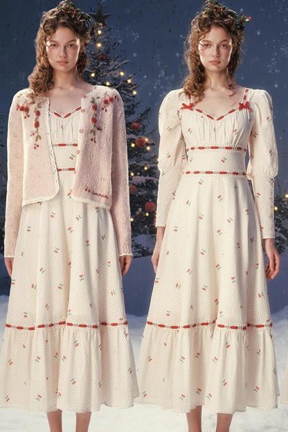 Red Velvet Lace Corset Dress Set-Up