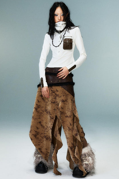 Wandering Style Retro Rivets Skirt