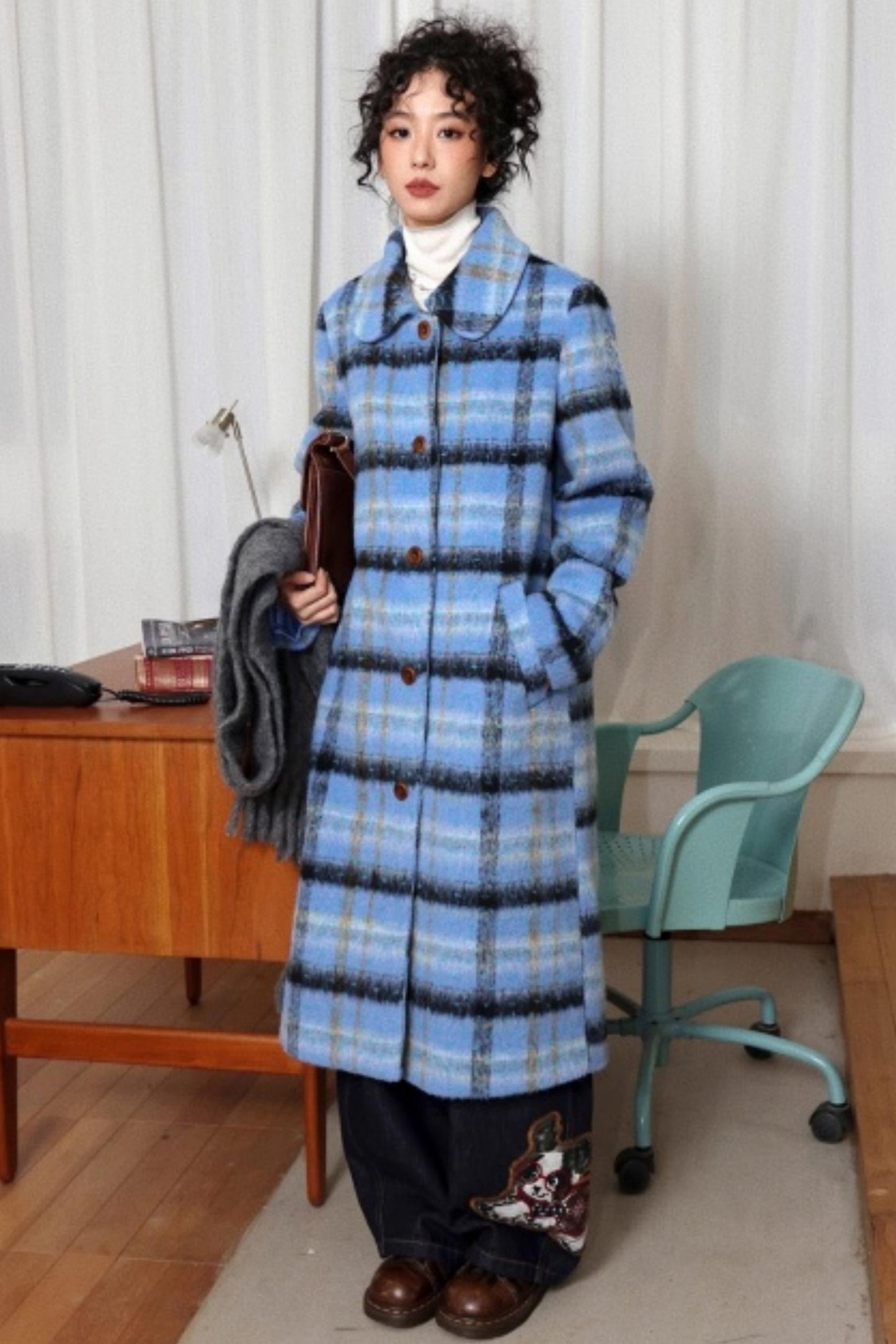 Plaid Woolen Love Letter Coat