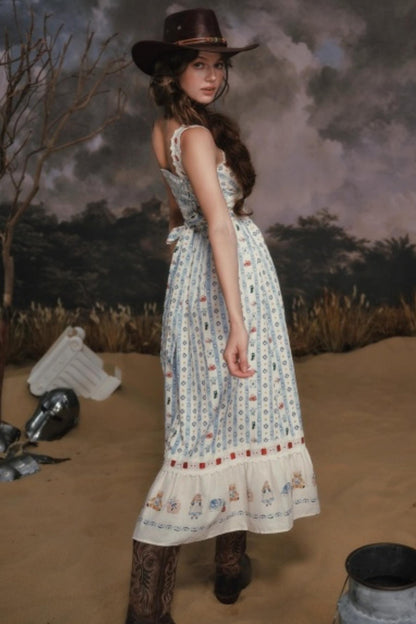 Pastoral Striped Dress Set-Up