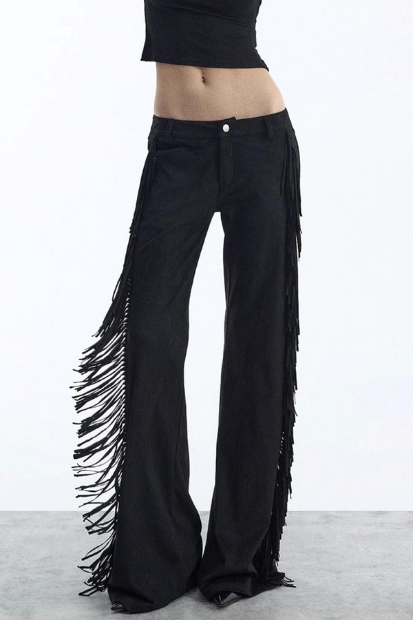 Vintage Low-Rise Fringe Pants