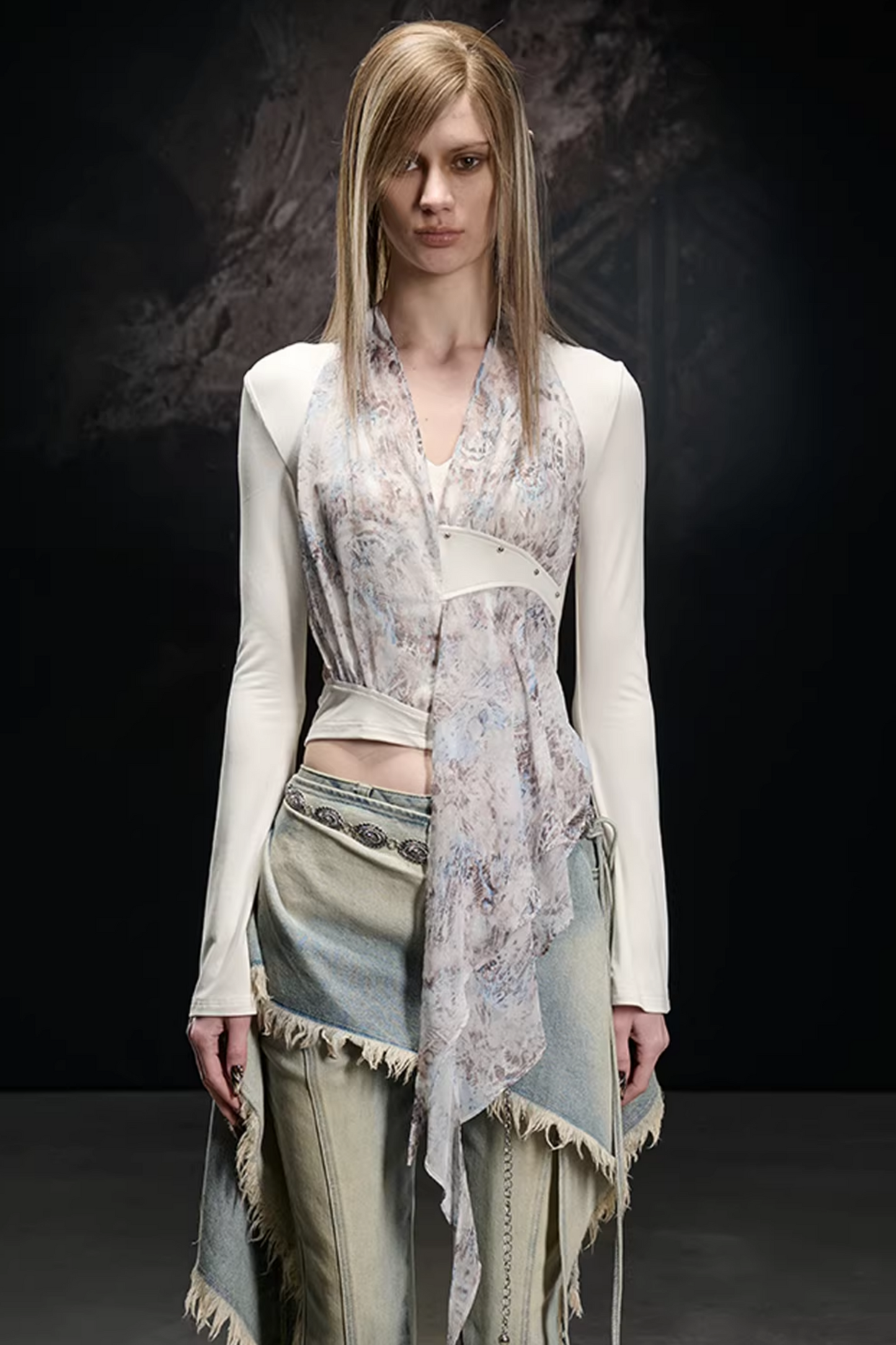 Knitted Chiffon Asymmetrical Top