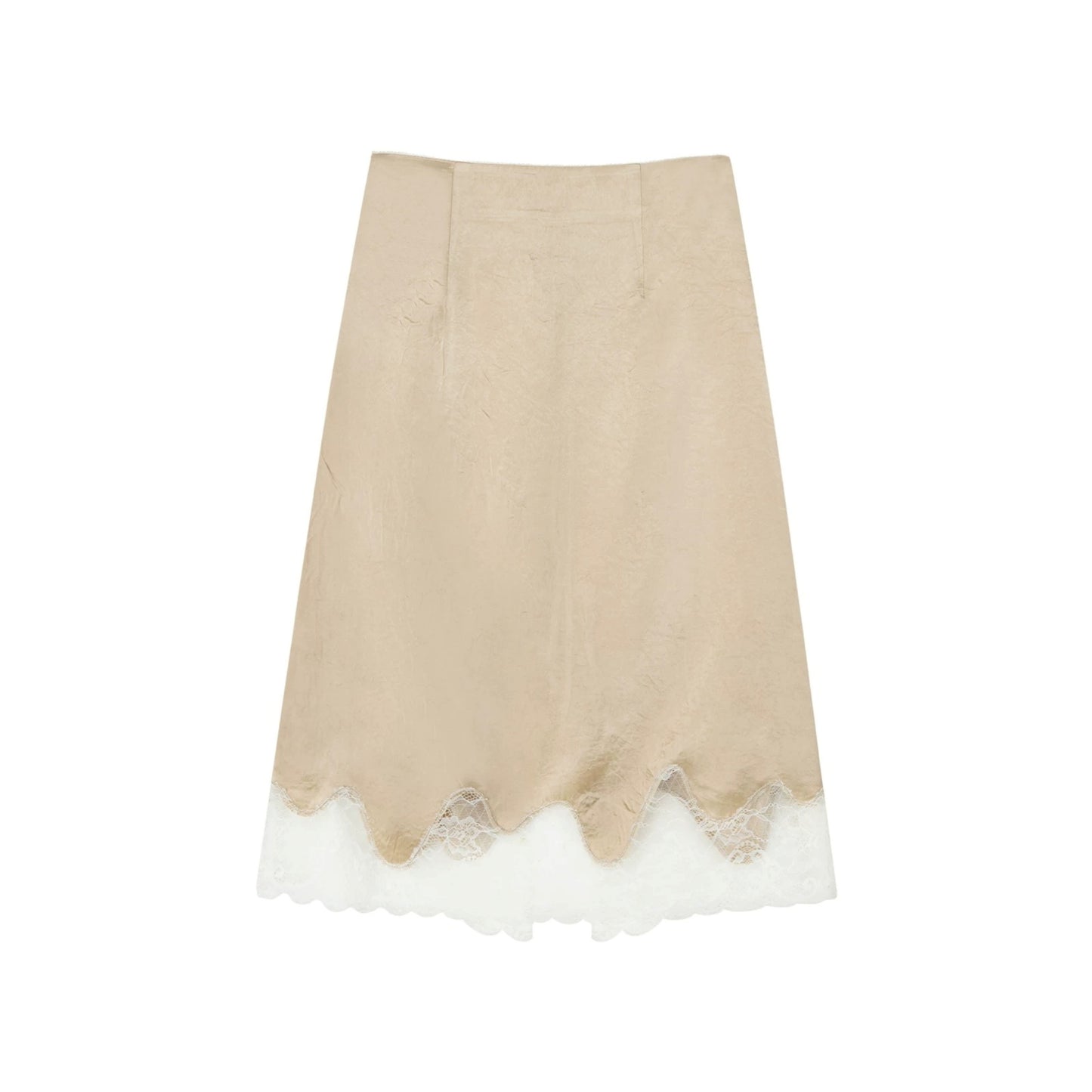 Lace-Trimmed Satin Skirt