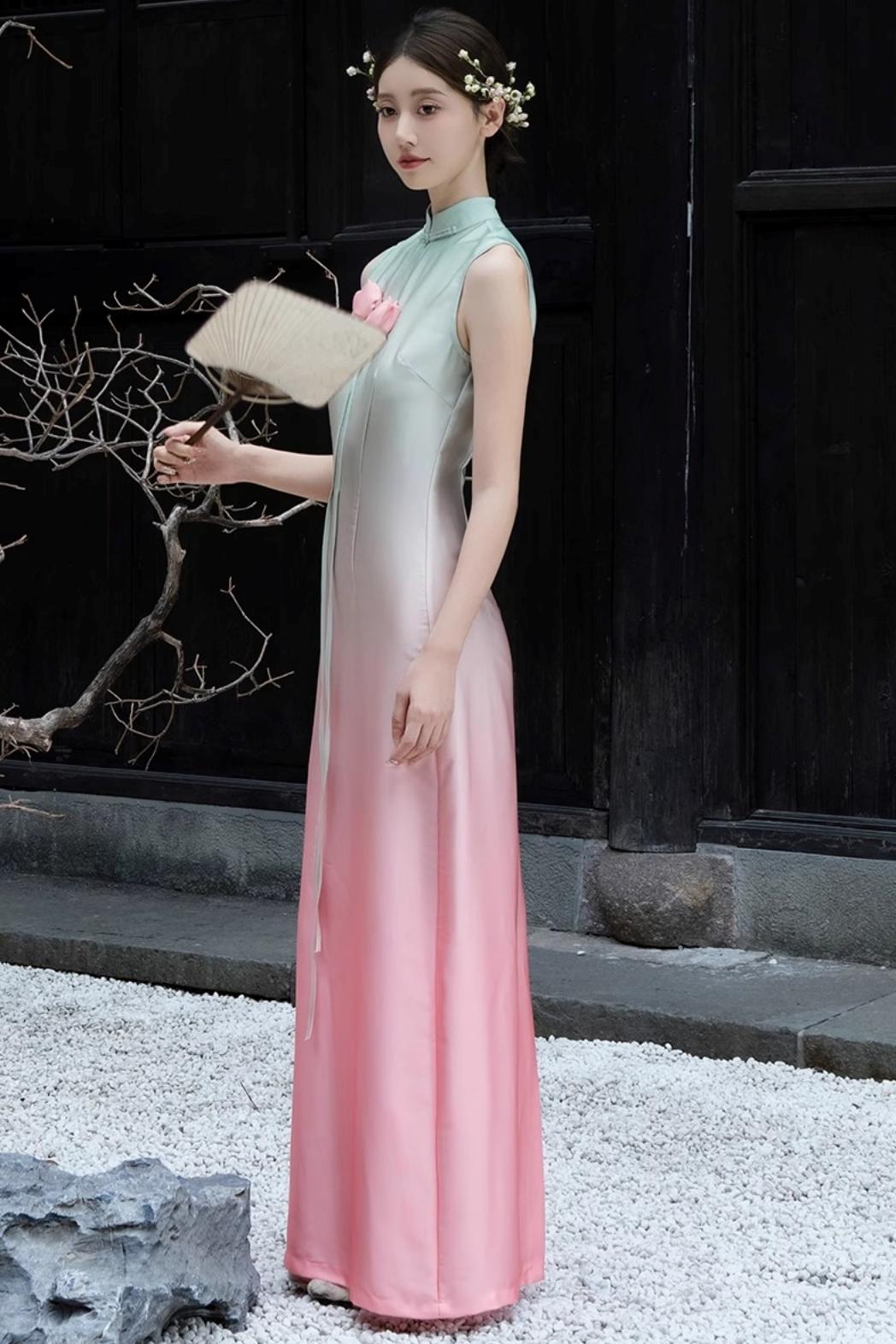 Romantic Floral Cheongsam Dress