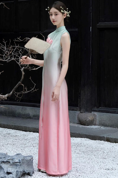 Romantic Floral Cheongsam Dress