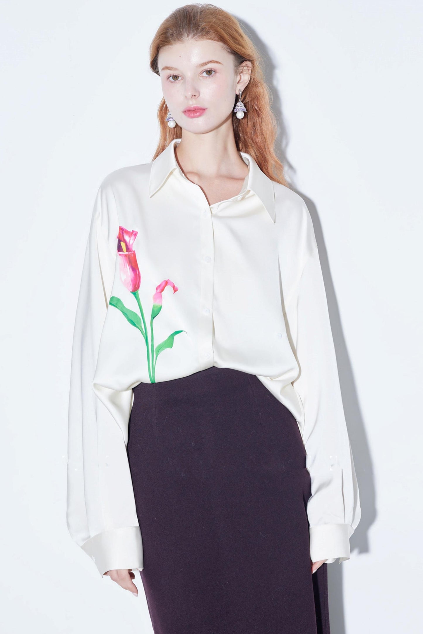 Silky Satin Calla Lily Blouse