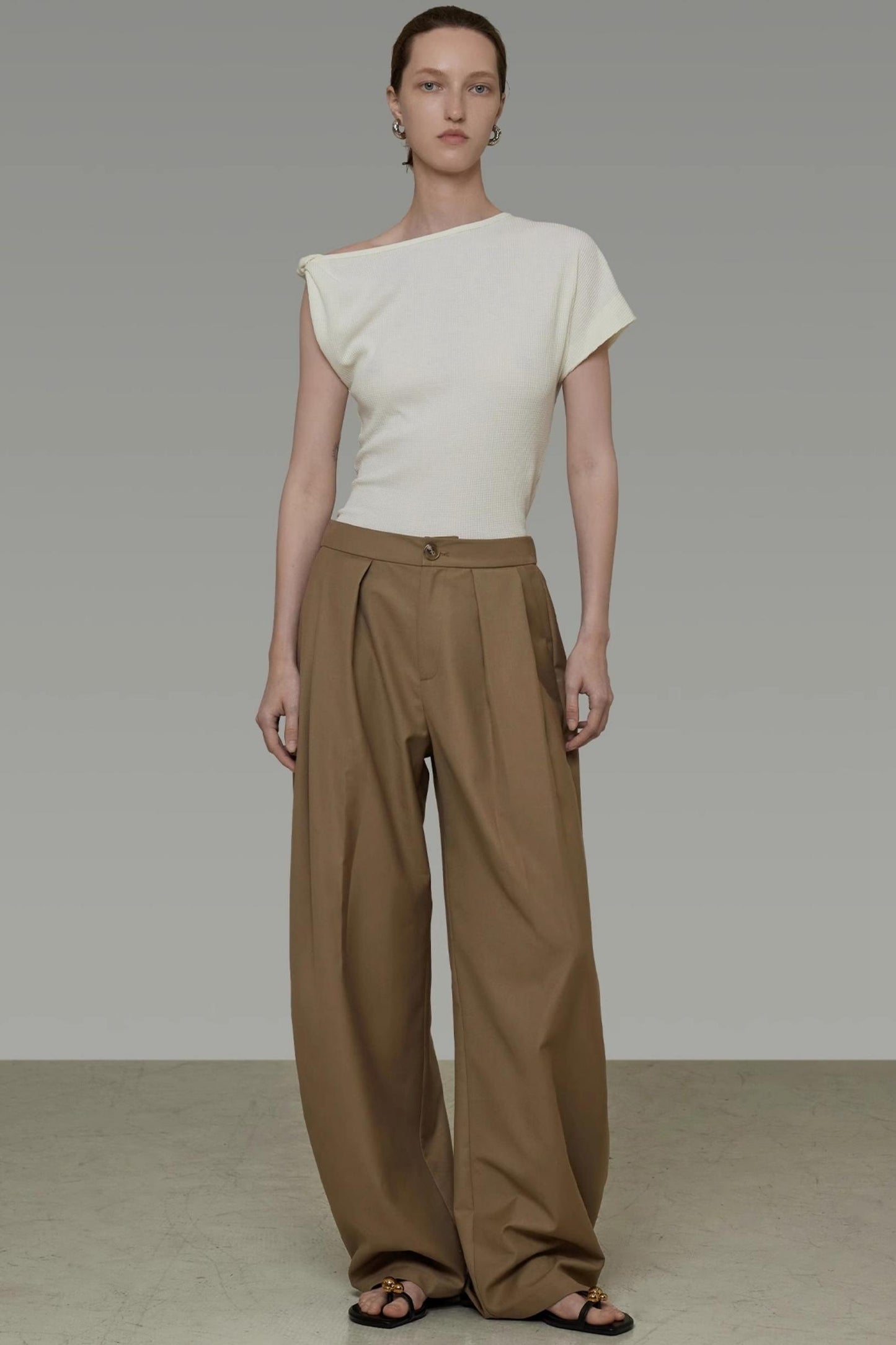 Draped Wide-Leg Pants