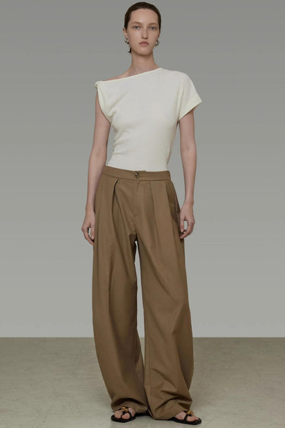 Draped Wide-Leg Pants