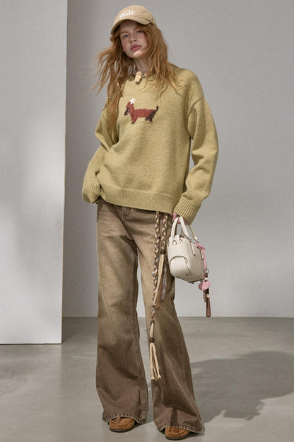 Embroidered Flared Denim Pants