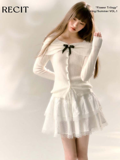 French Girl Lace Bilayer Fluffy Cake Skirt