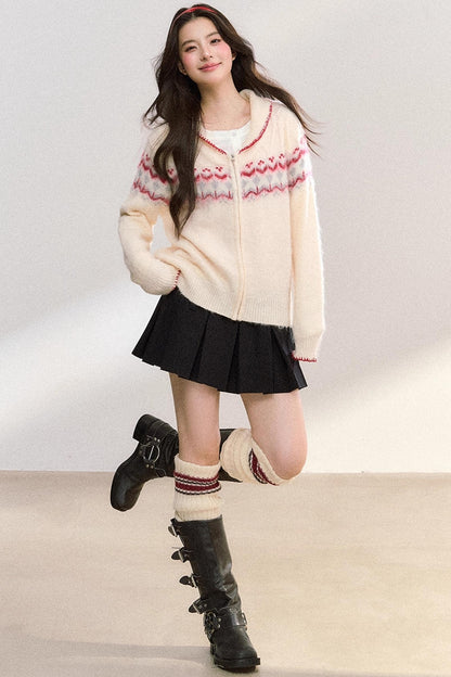 Lapel Twist Fair Knit Cardigan